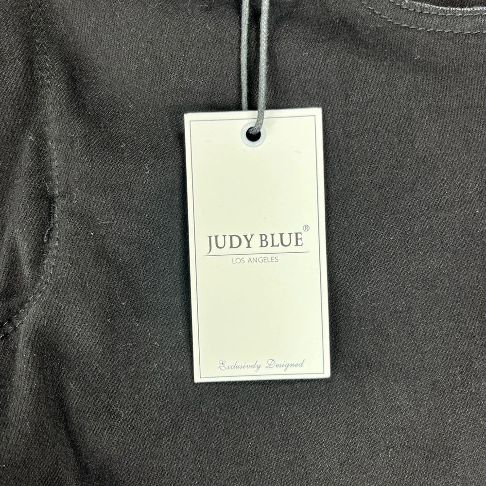 New Judy Blue Jeans Women 16W Black High Waist Crossover Fly Straight Leg‎
